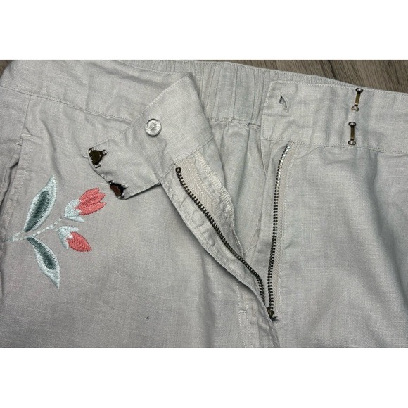Johnny Was Joya Wide Leg Linen Pants Size XL  Embroidered Floral Bohemian - Picture 14 of 15